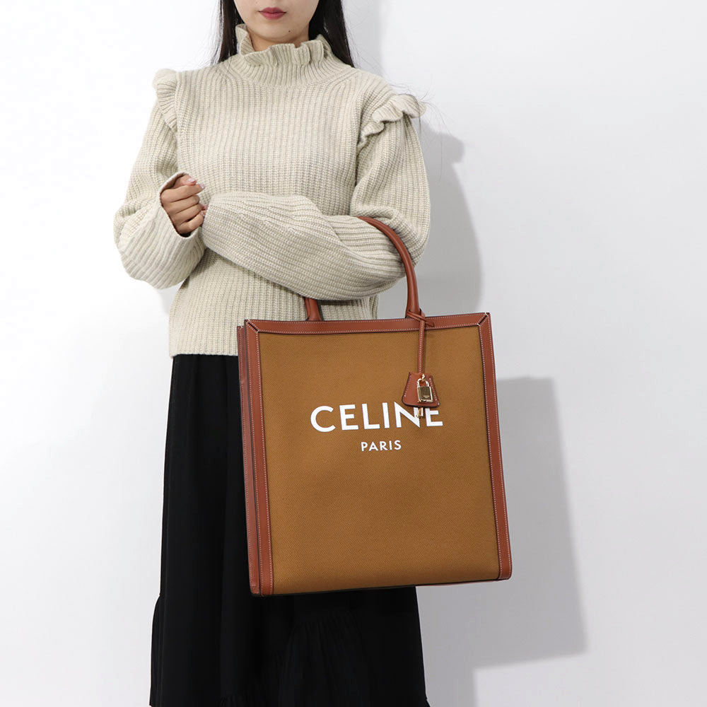 CELINE ラージ バーティカル トートバッグ オークル タン
