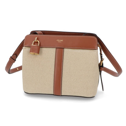 【廃盤】セリーヌ CELINE バッグ ショルダーバッグ レディース ナチュラル タン ミニバッグ レザー キャンバス