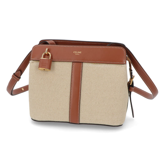 【廃盤】セリーヌ CELINE バッグ ショルダーバッグ レディース ナチュラル タン ミニバッグ レザー キャンバス