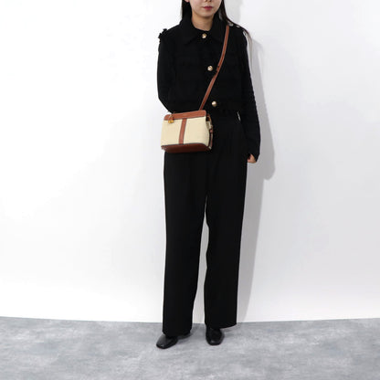 【廃盤】セリーヌ CELINE バッグ ショルダーバッグ レディース ナチュラル タン ミニバッグ レザー キャンバス