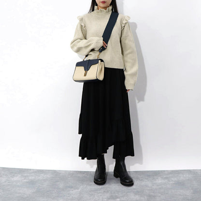 セリーヌ CELINE バッグ ショルダーバッグ レディース ティーン ソフト 16 セーズ バニラ ネイビー レザー ラフィア シンプル 196852DJ9.01NA