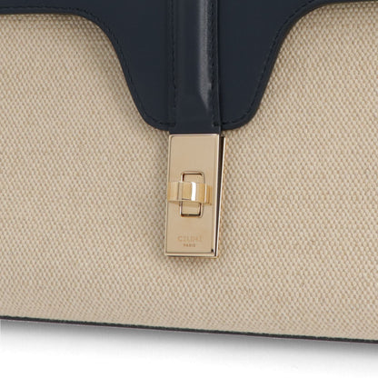 セリーヌ CELINE バッグ ショルダーバッグ レディース ティーン ソフト 16 セーズ バニラ ネイビー レザー ラフィア シンプル 196852DJ9.01NA