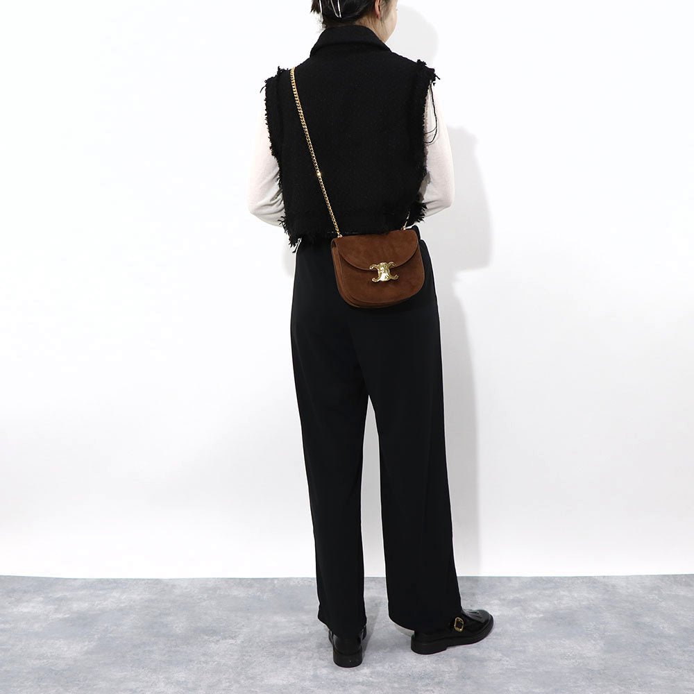 CELINE チェーン ブザス クレア トリオンフ スエード