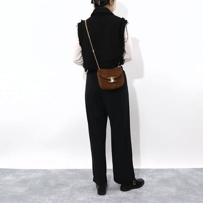 CELINE チェーン ブザス クレア トリオンフ スエード