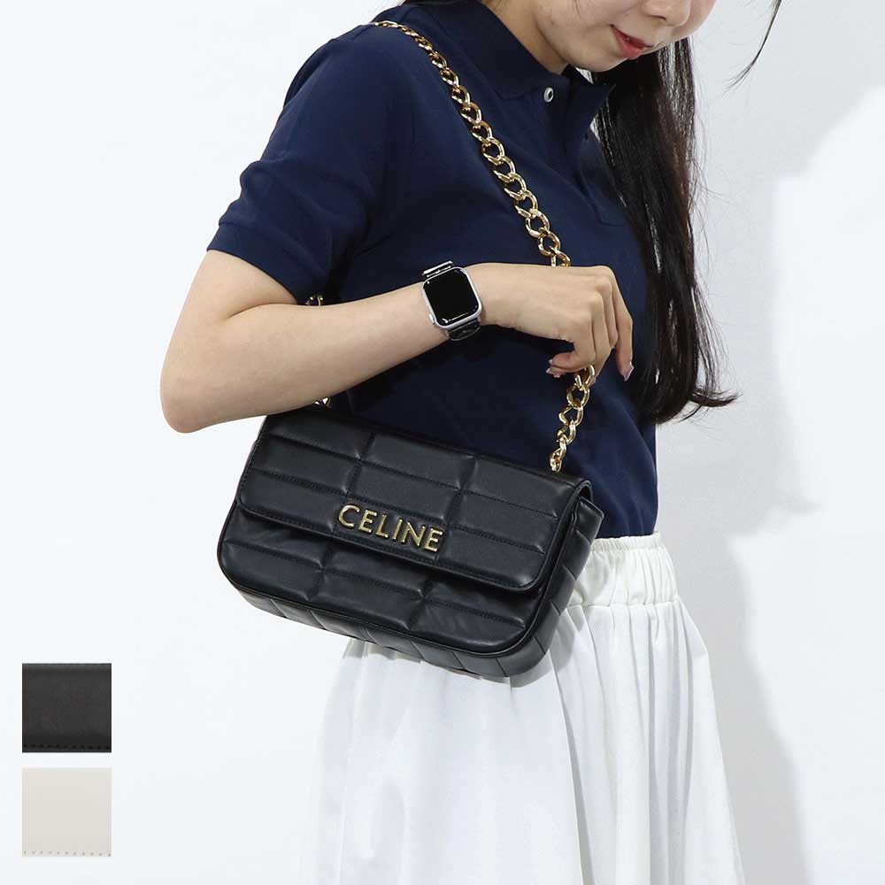CELINE チェーンショルダーバッグ レザー ロゴ