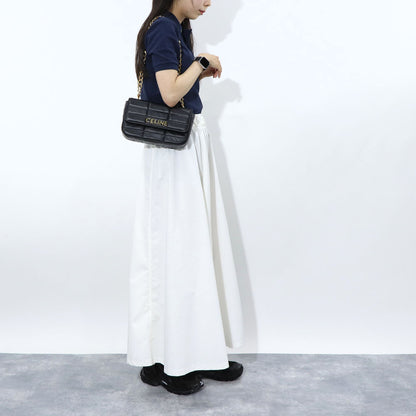 CELINE チェーンショルダーバッグ レザー ロゴ