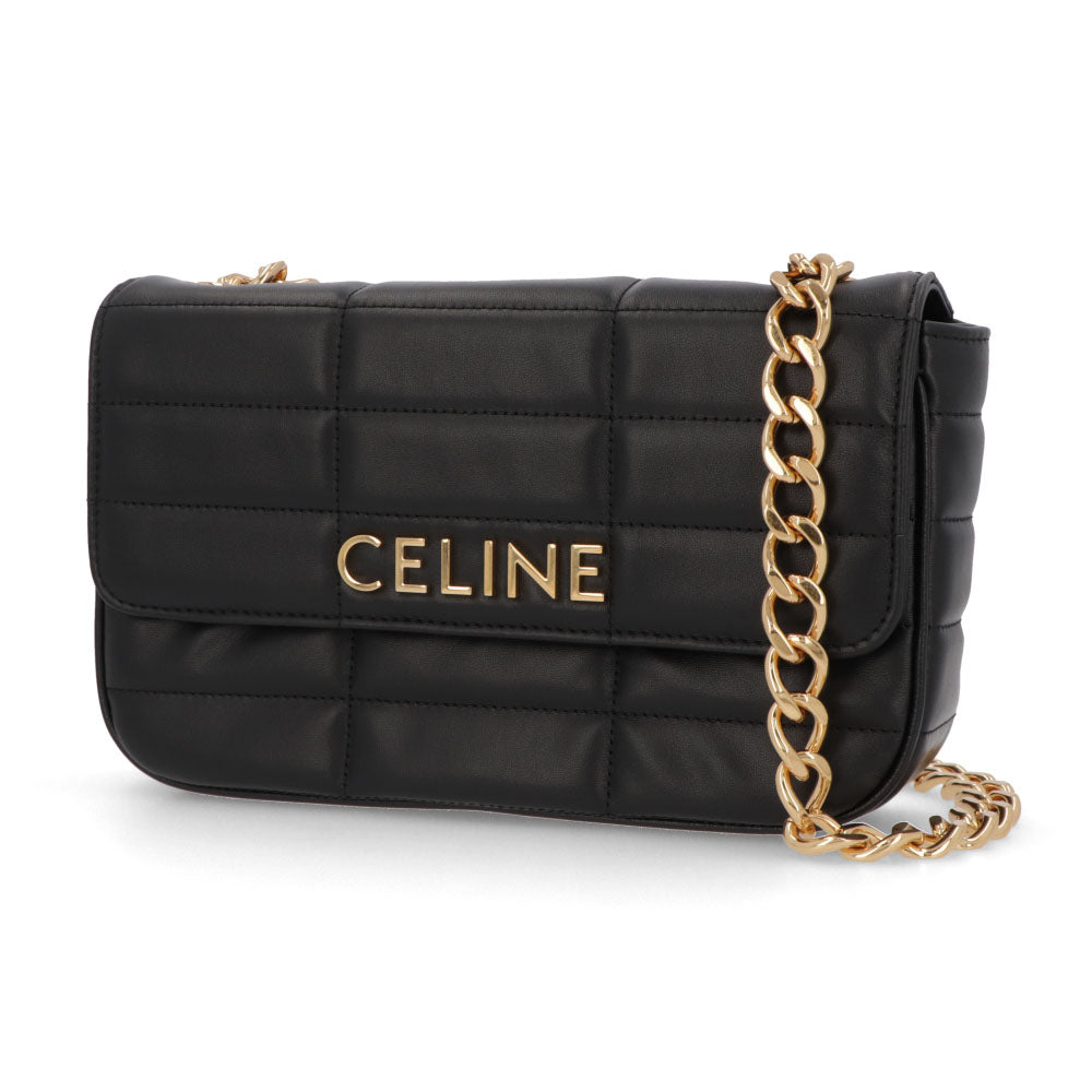 CELINE チェーンショルダーバッグ レザー ロゴ