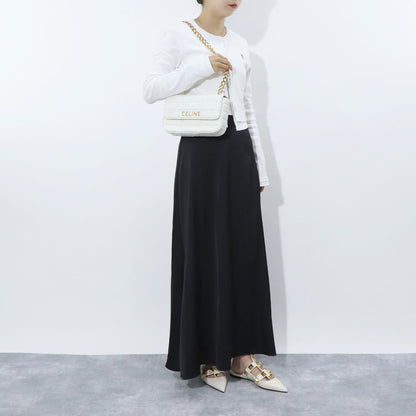 CELINE チェーンショルダーバッグ レザー ロゴ