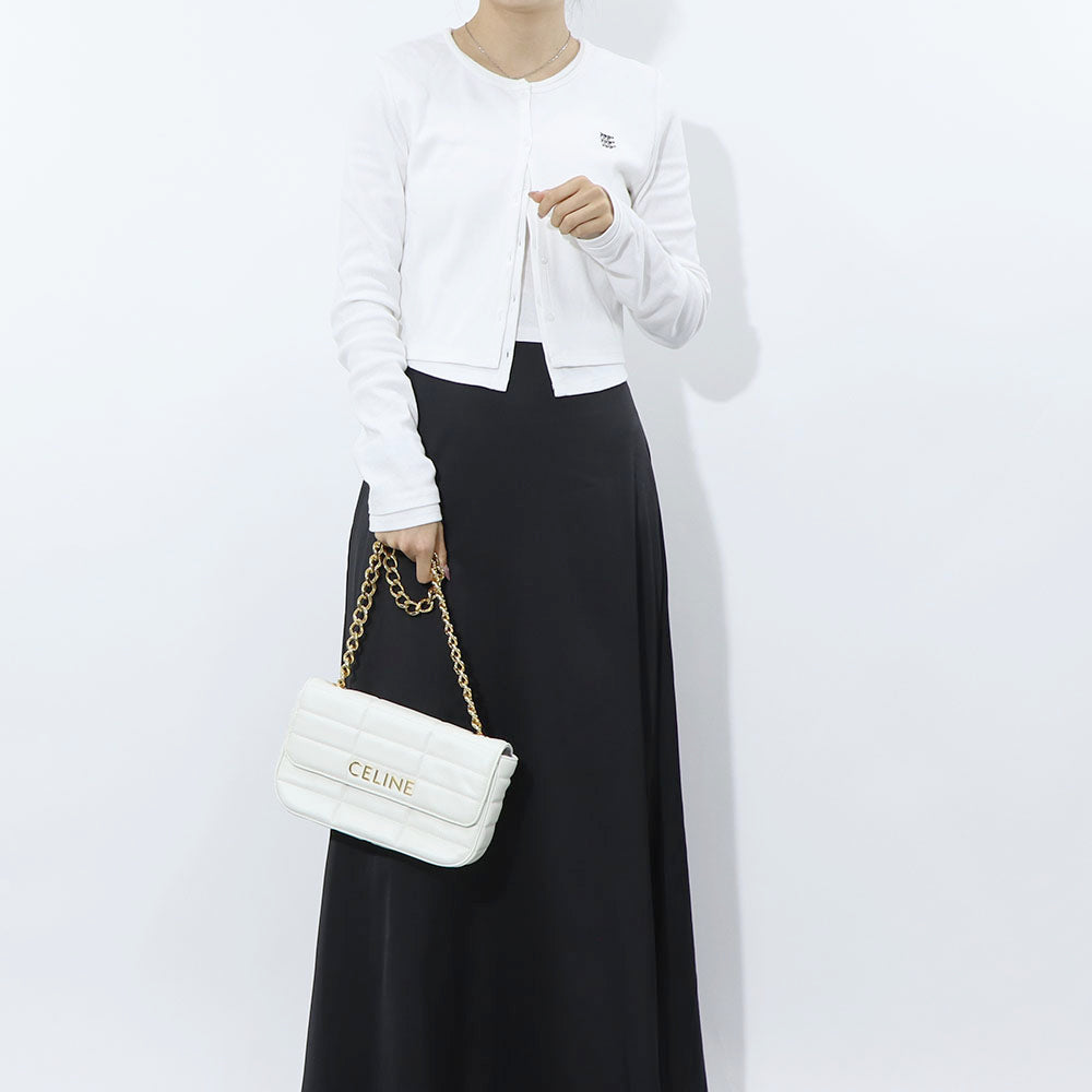 CELINE チェーンショルダーバッグ レザー ロゴ
