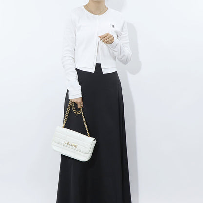 CELINE チェーンショルダーバッグ レザー ロゴ