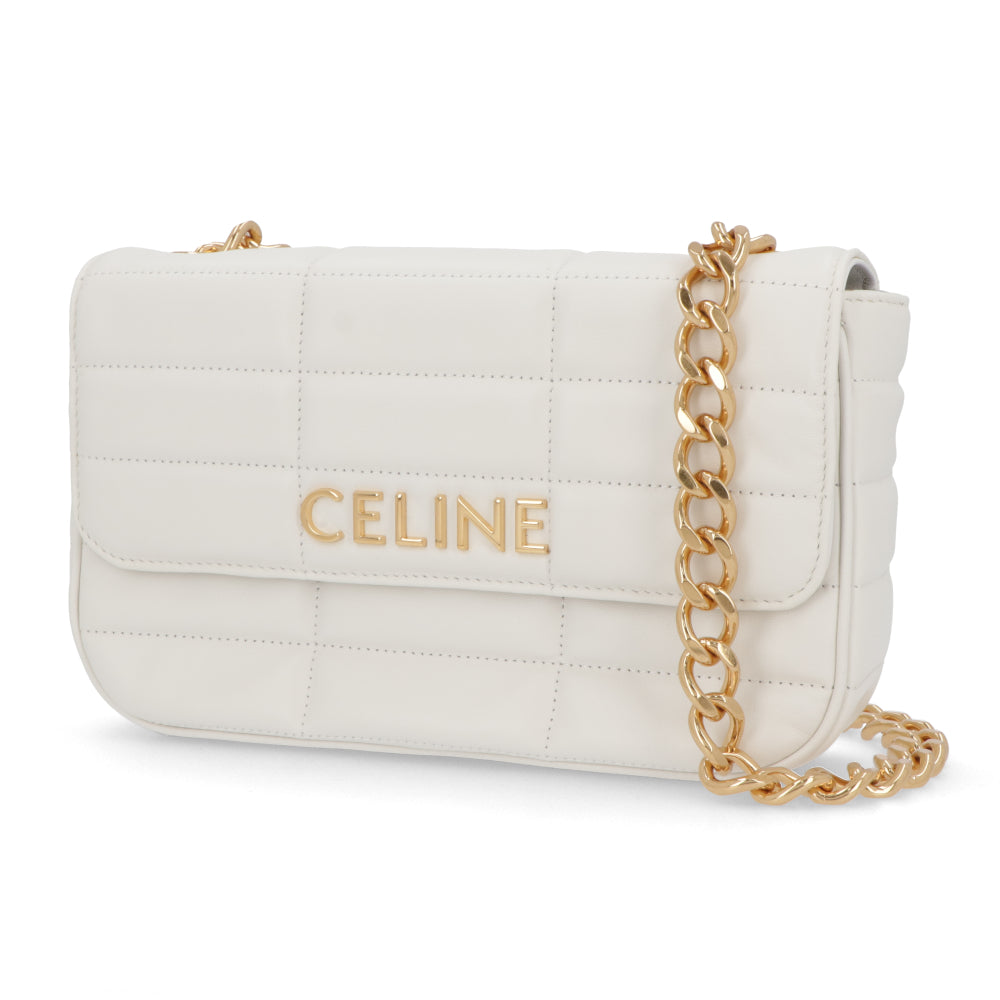 CELINE チェーンショルダーバッグ レザー ロゴ
