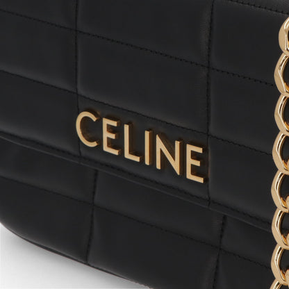 CELINE チェーンショルダーバッグ レザー ロゴ