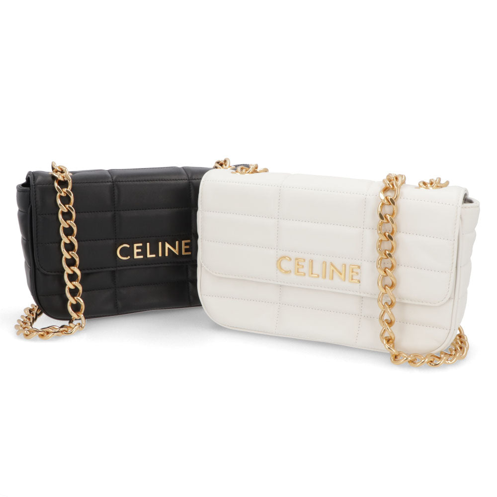 CELINE チェーンショルダーバッグ レザー ロゴ