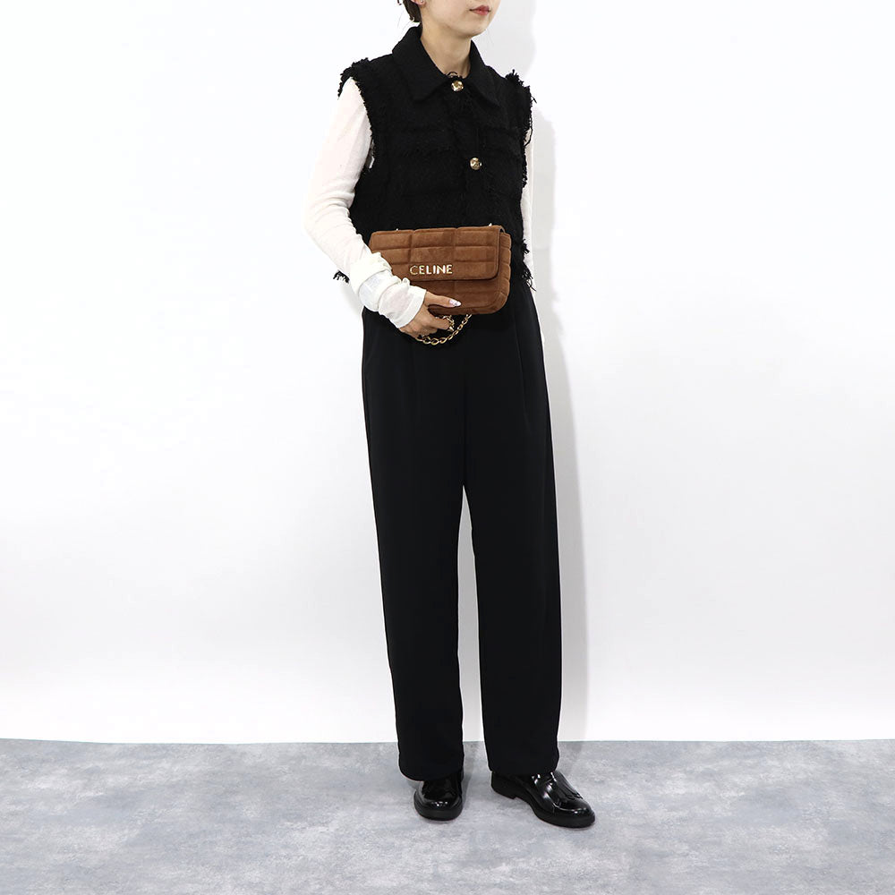 CELINE チェーンショルダーバッグ レザー ロゴ