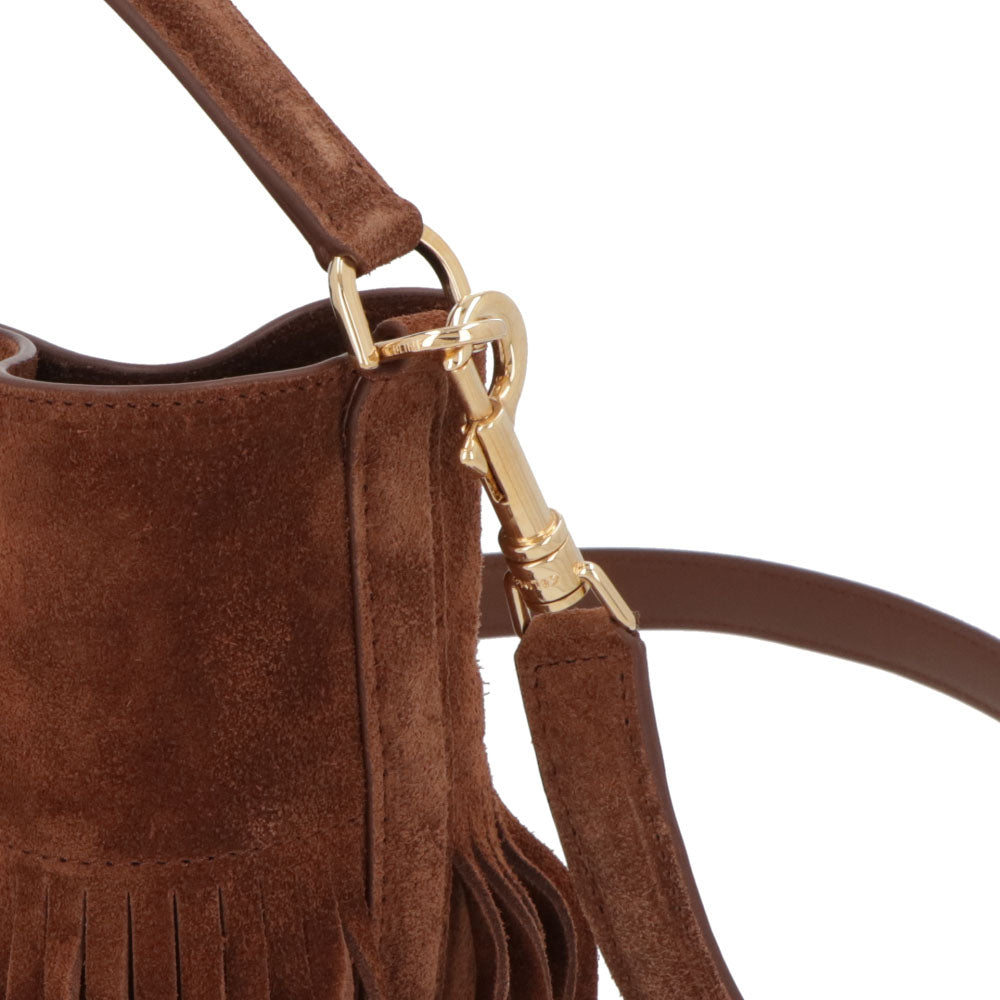 セリーヌ CELINE バッグ ショルダーバッグ レディース ティーンバケット ブラウン カーフスキン ラムスキン フリンジ ハンドバッグ 2Way ゴールド金具 11415 3EZV