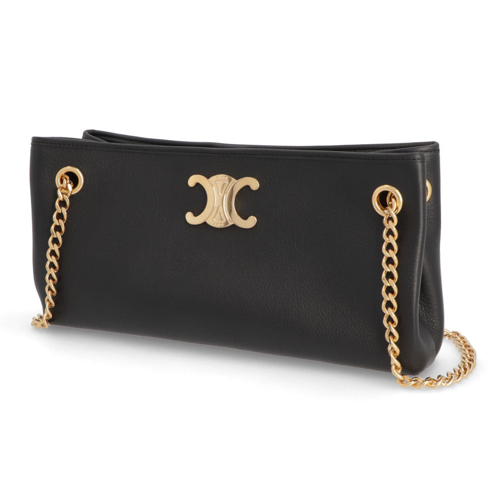 セリーヌ CELINE バッグ ショルダーバッグ レディース ニュースペーパー チェーン ブラック カーフスキン ラムスキン ロゴ トリオンフ ゴールド金具 チェーンショルダー 11425 3FDU