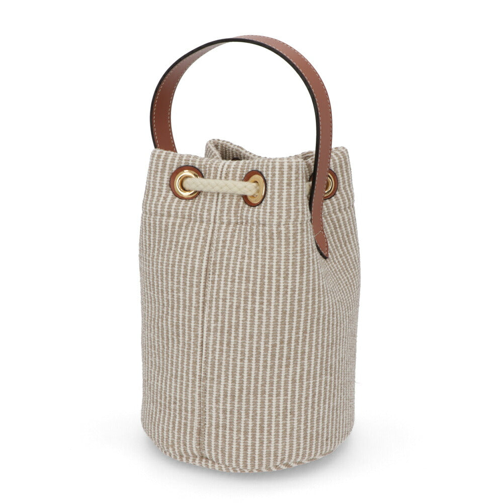 セリーヌ CELINE バッグ ハンドバッグ レディース TEEN DRAWSTRING ティーン ドローストリング ベージュ コットン ポリエステル レーヨン Triomphe トリオンフ バケットバッグ ストライプ 鞄 Beige 19653 2FEA