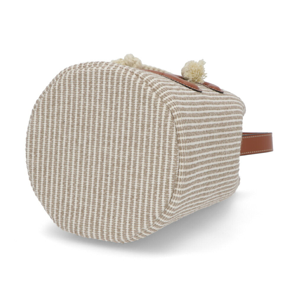 セリーヌ CELINE バッグ ハンドバッグ レディース TEEN DRAWSTRING ティーン ドローストリング ベージュ コットン ポリエステル レーヨン Triomphe トリオンフ バケットバッグ ストライプ 鞄 Beige 19653 2FEA