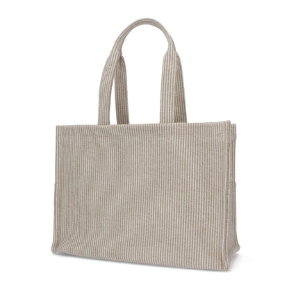 セリーヌ CELINE バッグ トートバッグ レディース Large Cabas ラージ カバ ベージュ×ブラウン ヴァージンウール ポリエステル アクリル トリオンフ レザー ストライプ 鞄 Beige A4 大容量 19676 2FEE
