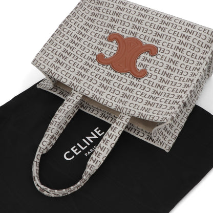 セリーヌ CELINE バッグ トートバッグ レディース Large Cabas ラージ カバ ホワイト×ブラウン コットン レーヨン ロゴ トリオンフ テキスタイル 鞄 Natural Tan A4 大容量 19676 2FEF