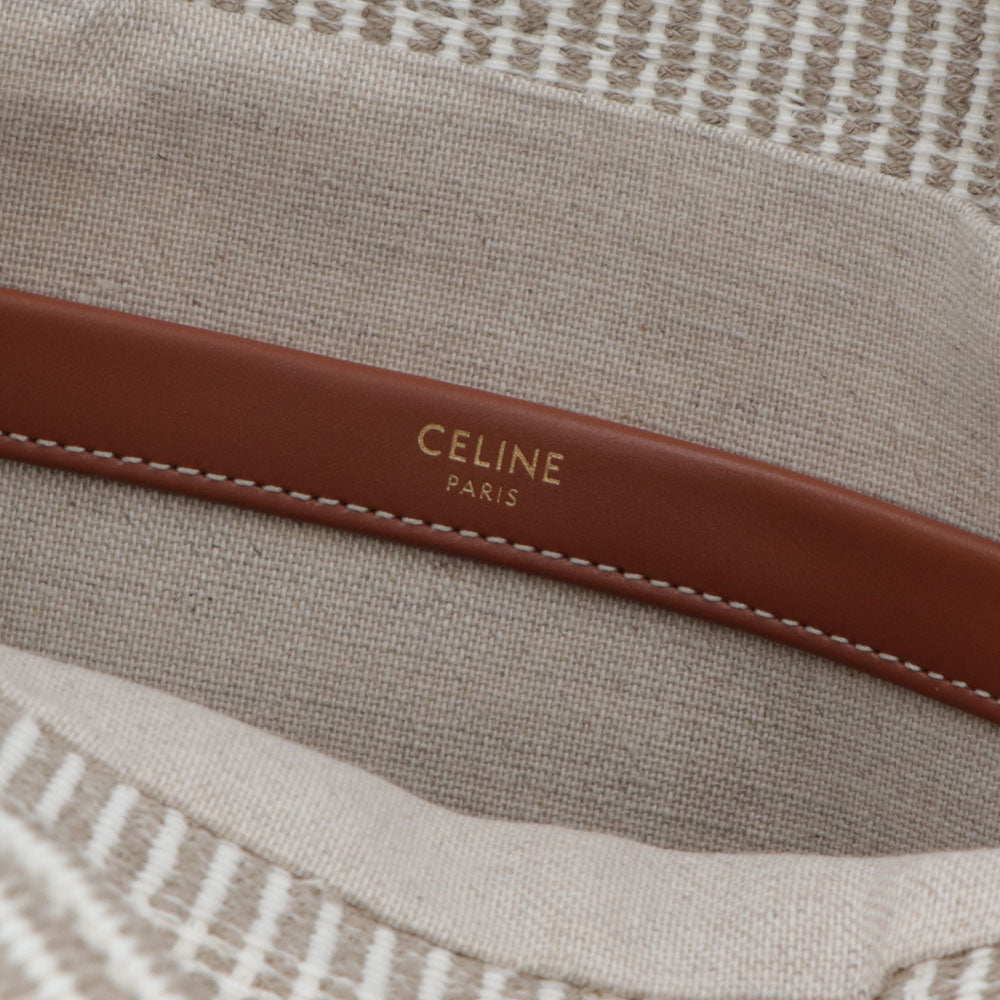 セリーヌ CELINE バッグ ハンドバッグ レディース Small Cabas スモール カバ タイス ベージュ×ブラウン系 テキスタイル カーフスキン ショルダーバッグ 2way 鞄 Triomphe トリオンフ ストライプ Beige 19916 2FEE