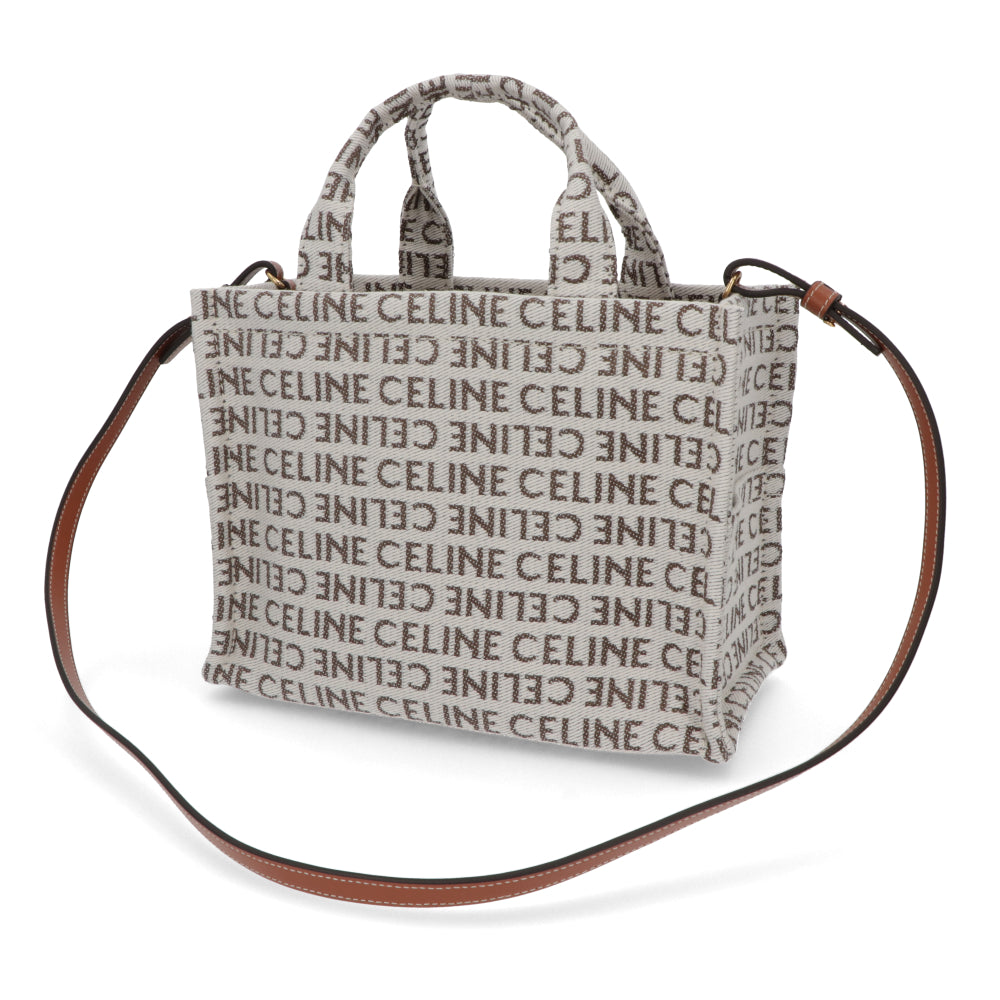 セリーヌ CELINE バッグ ハンドバッグ レディース Small Cabas Tice スモール カバ タイス オフホワイト テキスタイル カーフスキン ロゴ 総柄 トリオンフ ショルダーバッグ 2way 鞄 Natural Tan 19916 2FEF