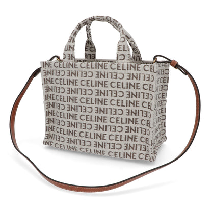 セリーヌ CELINE バッグ ハンドバッグ レディース Small Cabas Tice スモール カバ タイス オフホワイト テキスタイル カーフスキン ロゴ 総柄 トリオンフ ショルダーバッグ 2way 鞄 Natural Tan 19916 2FEF