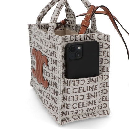 セリーヌ CELINE バッグ ハンドバッグ レディース Small Cabas Tice スモール カバ タイス オフホワイト テキスタイル カーフスキン ロゴ 総柄 トリオンフ ショルダーバッグ 2way 鞄 Natural Tan 19916 2FEF