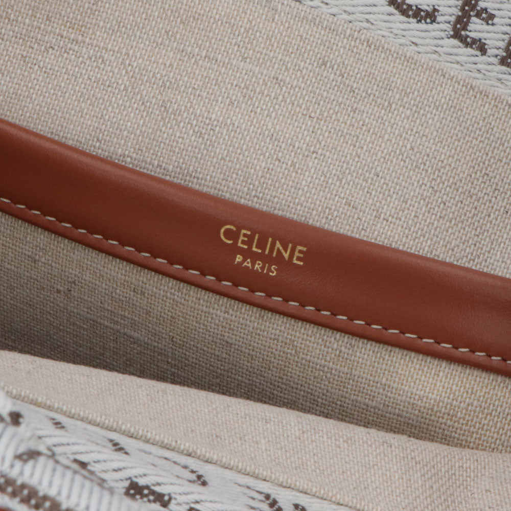 セリーヌ CELINE バッグ ハンドバッグ レディース Small Cabas Tice スモール カバ タイス オフホワイト テキスタイル カーフスキン ロゴ 総柄 トリオンフ ショルダーバッグ 2way 鞄 Natural Tan 19916 2FEF
