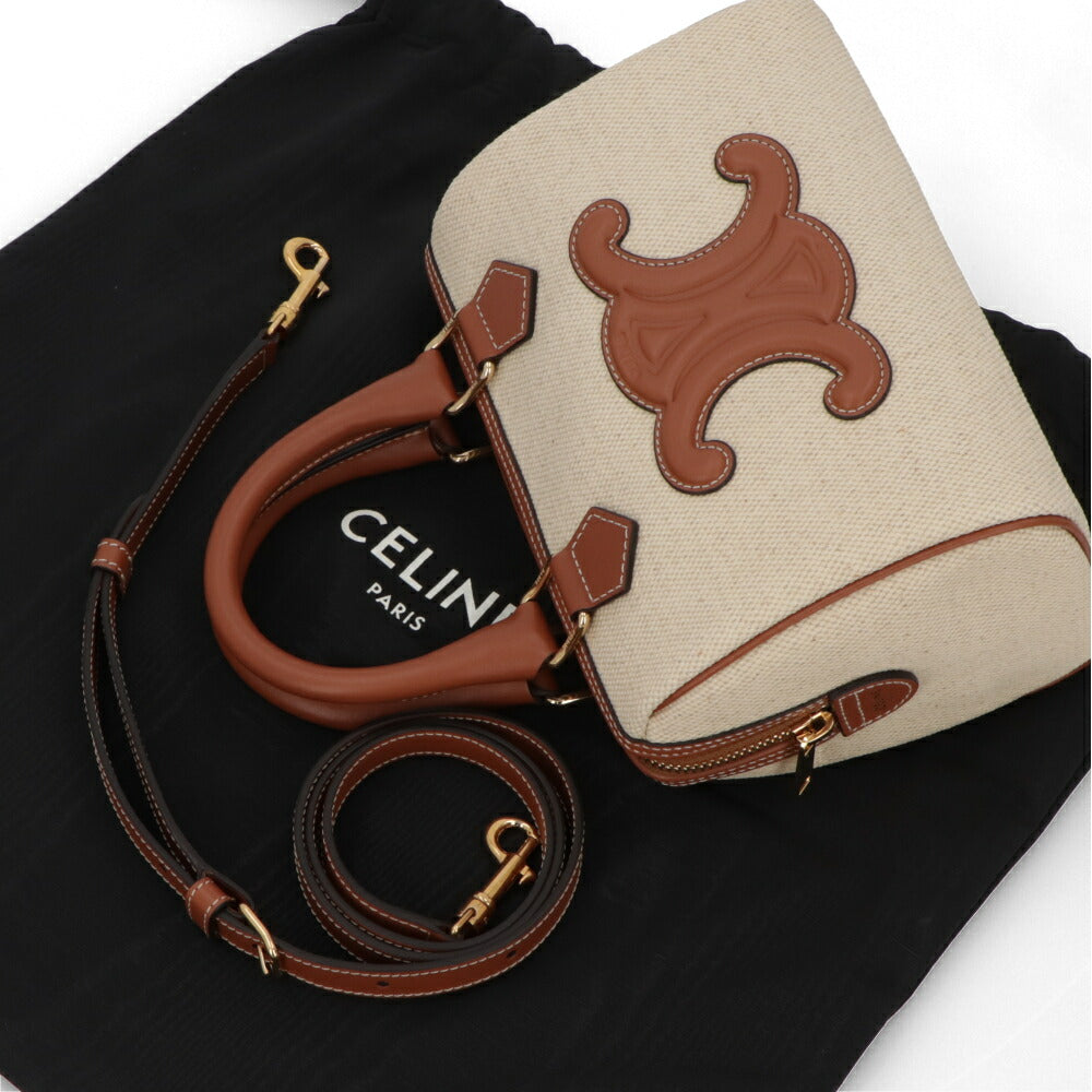 CELINE ハンドバッグ ナチュラル トリオンフ スモールボストン