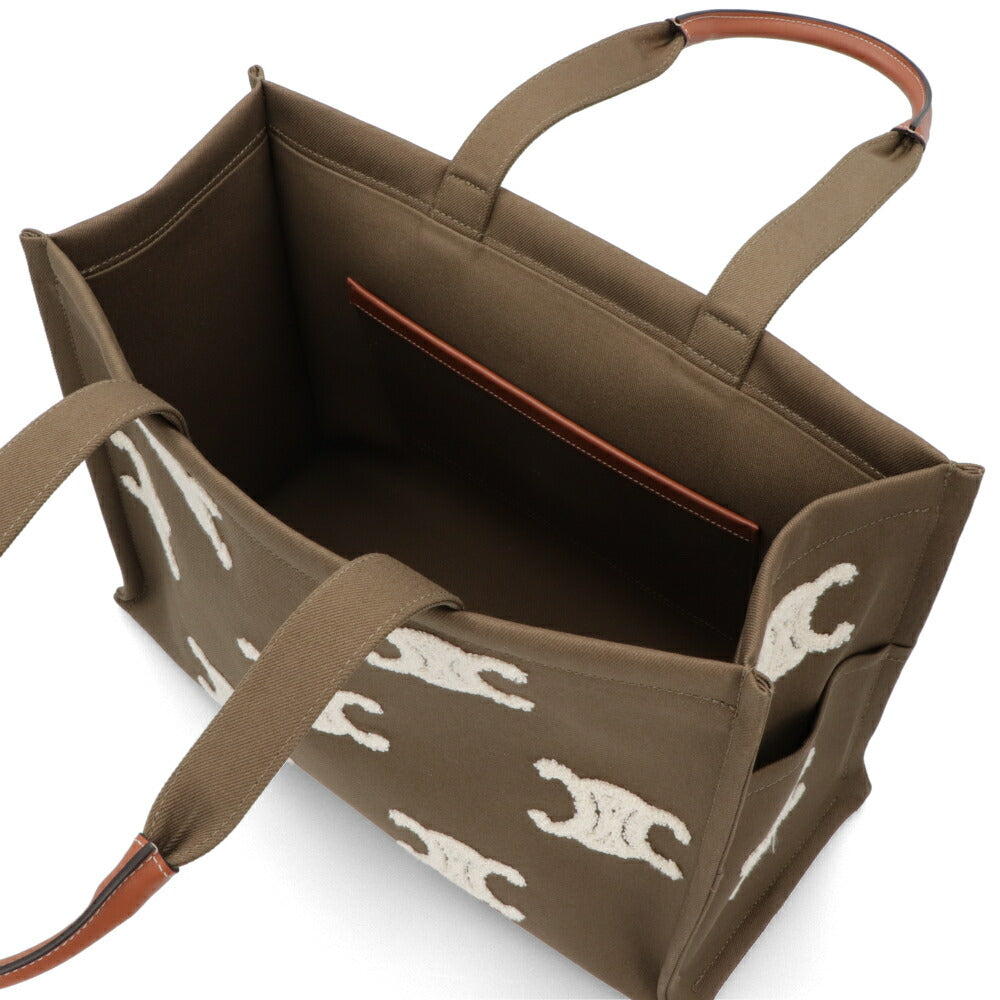 セリーヌ CELINE バッグ トートバッグ レディース ラージ カバタイス カーキ キャンバスカーフ トートバッグ キャンバスバッグ トリオンフ  刺繍ロゴ 19676 2EG9