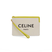 CELINE クラッチバッグ アイボリー×イエロー キャンバス クラッチバッグ ポーチ 10E632ECW