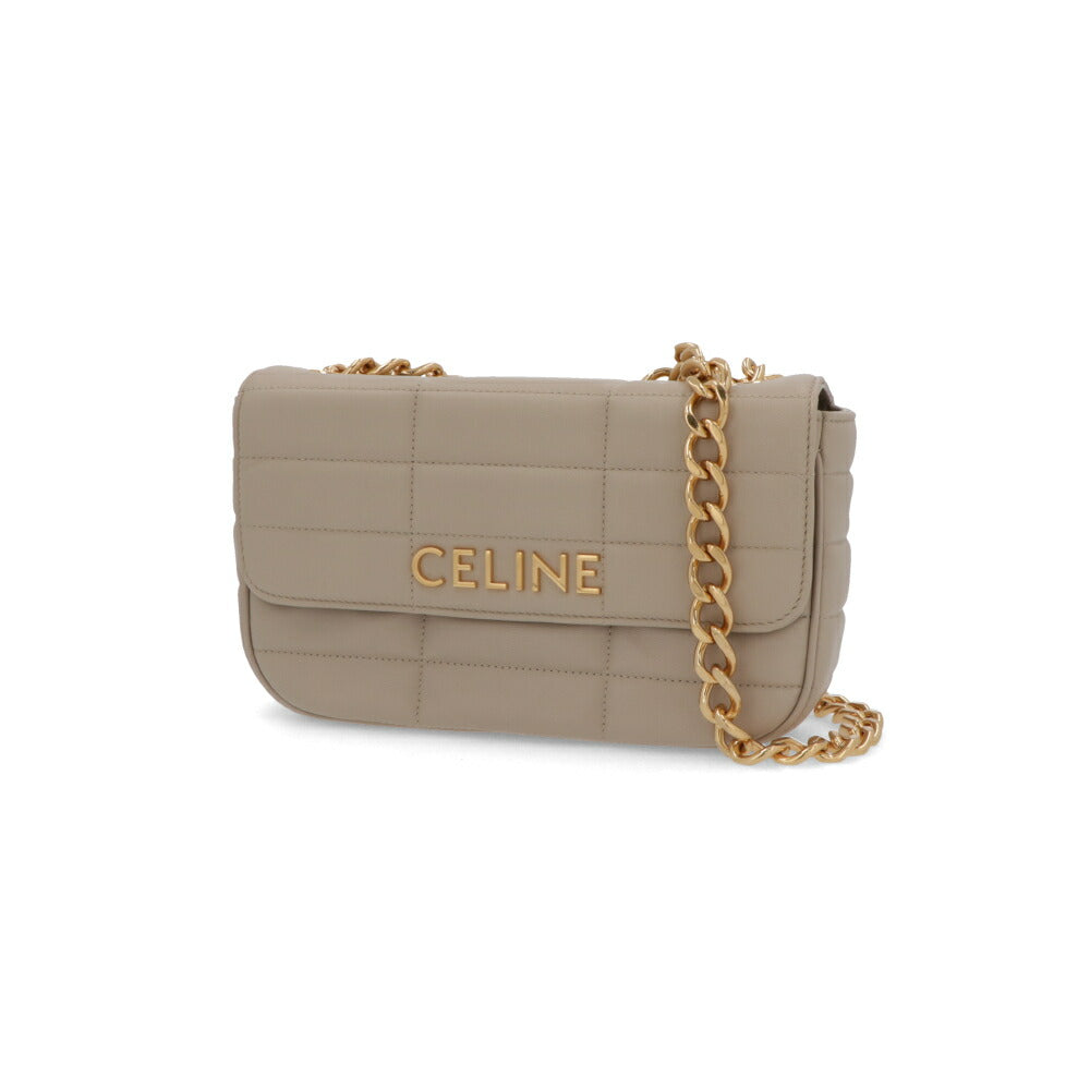 CELINE ショルダーバッグ ベージュ ゴートスキン ラムスキン キルティング チェーンバッグ 111273EPZ