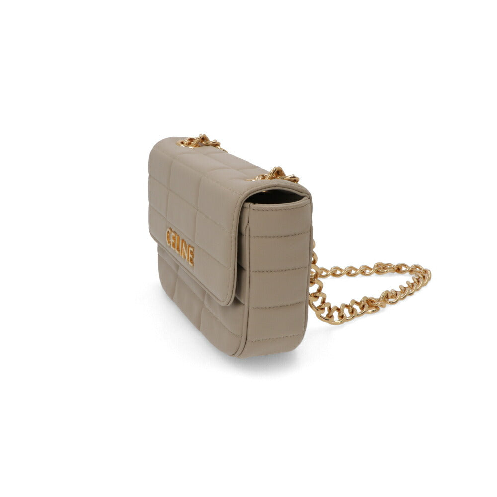 CELINE ショルダーバッグ ベージュ ゴートスキン ラムスキン キルティング チェーンバッグ 111273EPZ