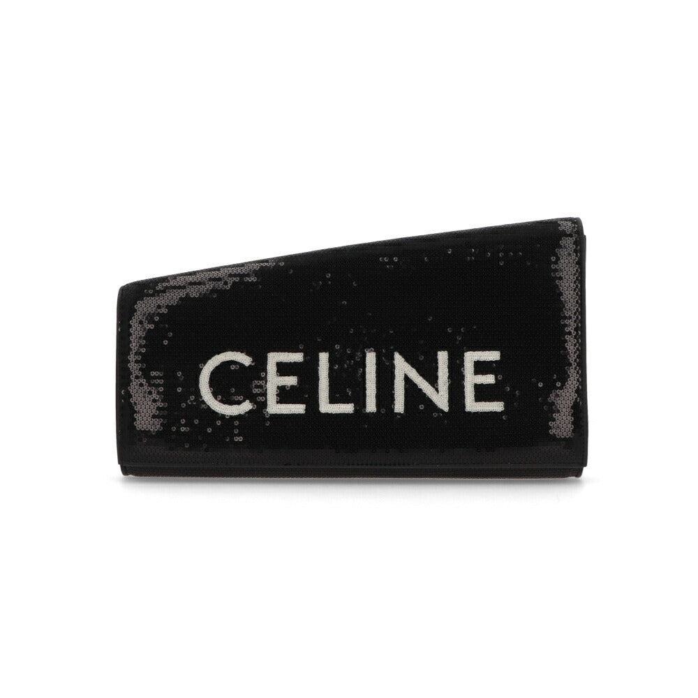 CELINE クラッチバッグ ブラック アシンメトリッククラッチ ゴールド金具 11076 3ER7