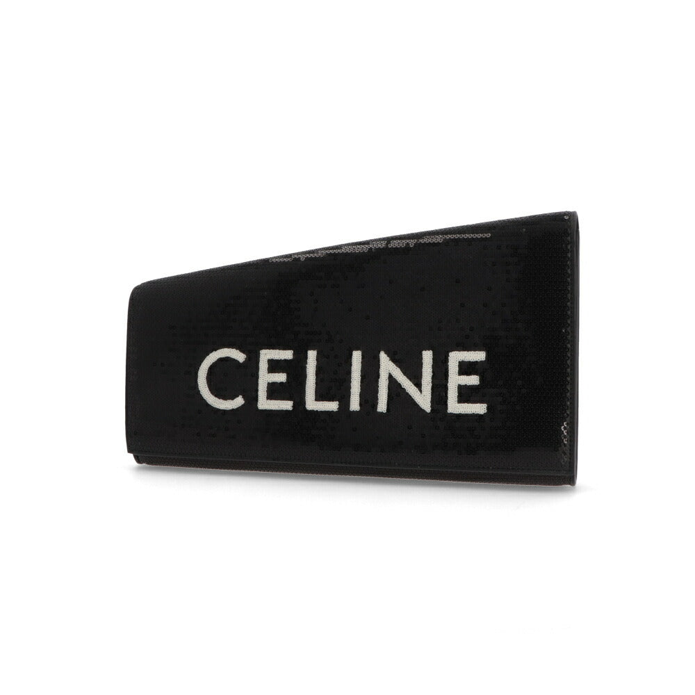 CELINE クラッチバッグ ブラック アシンメトリッククラッチ ゴールド金具 11076 3ER7