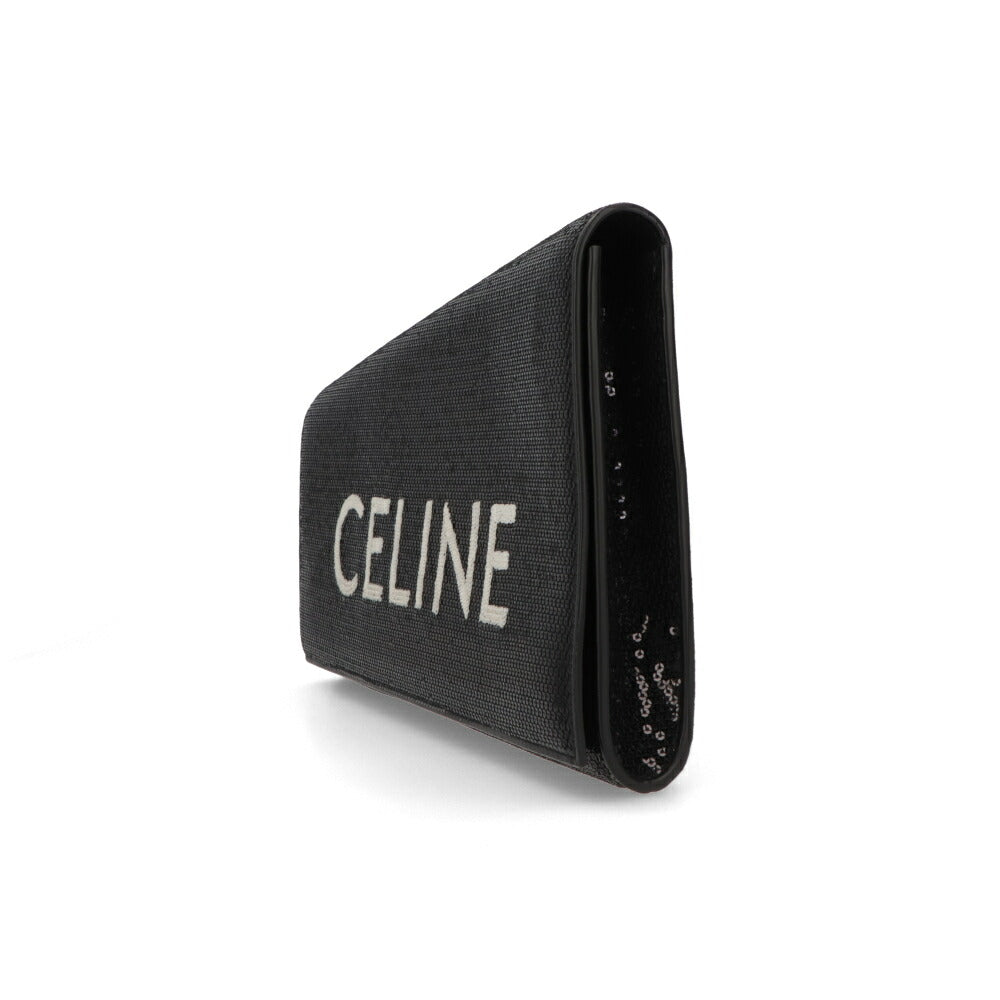 CELINE クラッチバッグ ブラック アシンメトリッククラッチ ゴールド