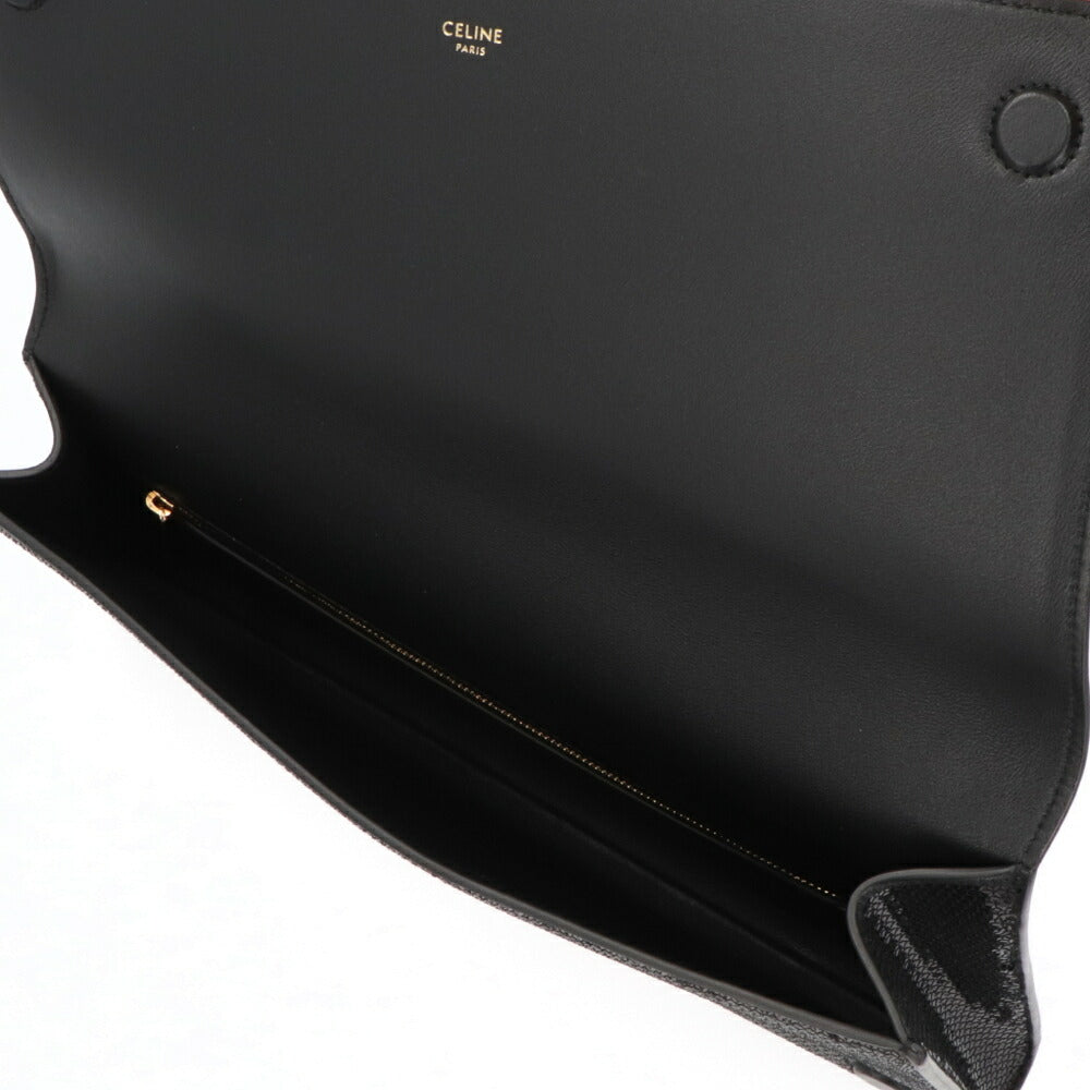 CELINE クラッチバッグ ブラック アシンメトリッククラッチ ゴールド