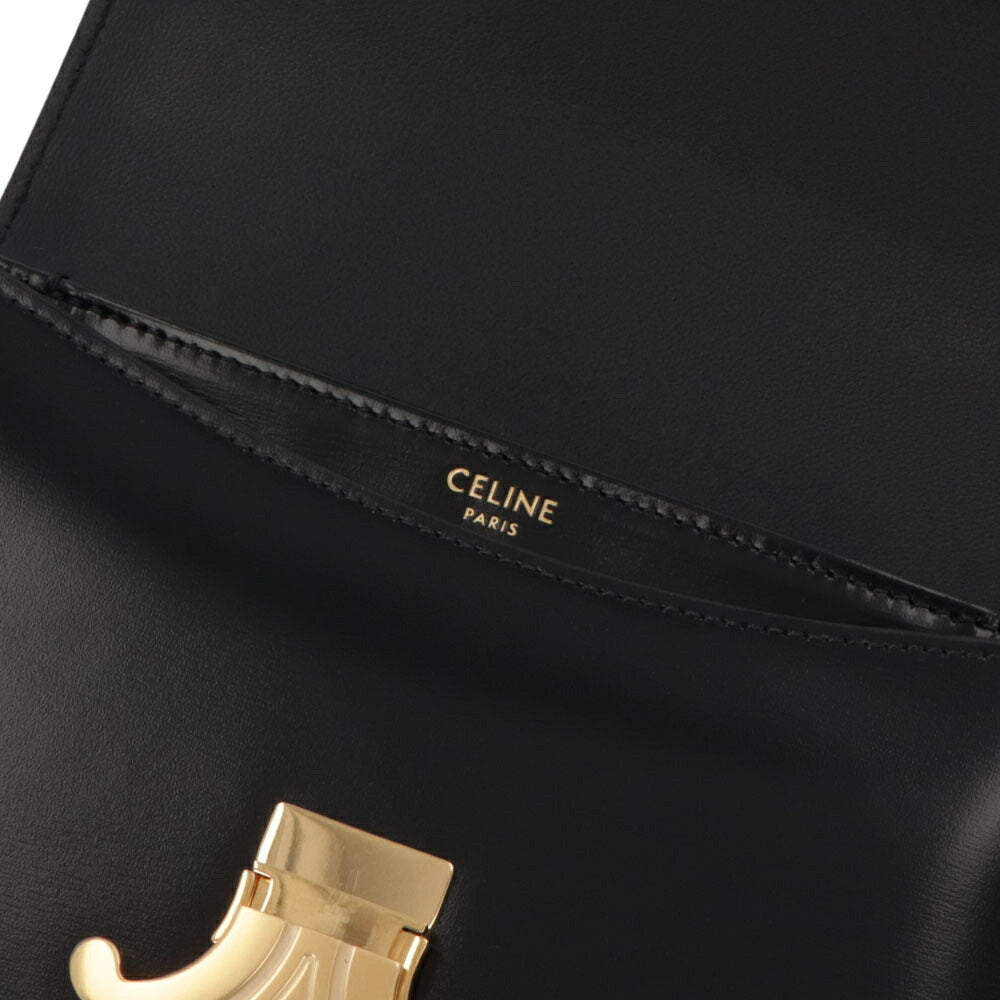 CELINE ショルダーバッグ  ブルー ブラック トリオンフ レザー メタルロゴ 11041 3BF4
