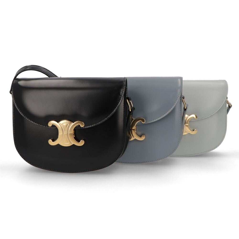 CELINE ショルダーバッグ ブルー ブラック トリオンフ レザー