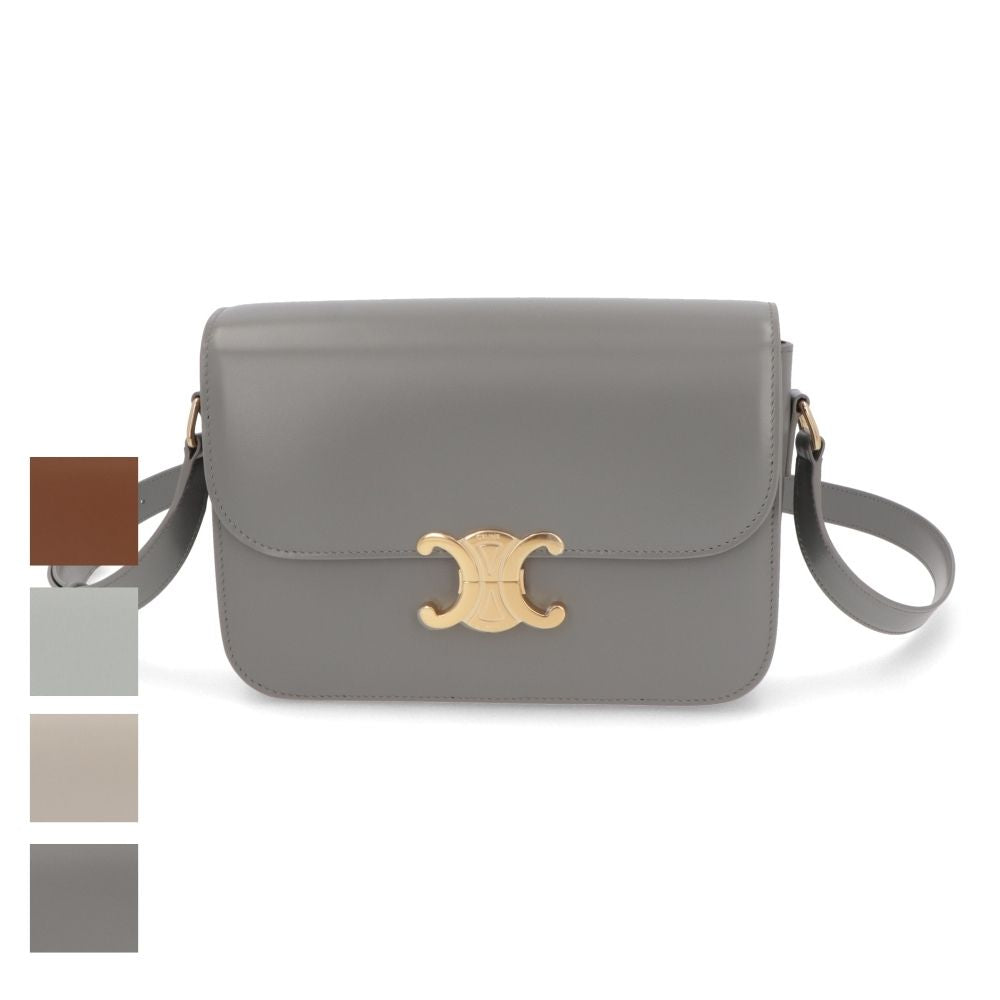 CELINE ショルダーバッグ CLASSIQUE MEDIUM TRIOMPHE BAG ベージュ系 ライトブルー グレー ブラウン トリオンフ ミニバッグ 18736 3BF4
