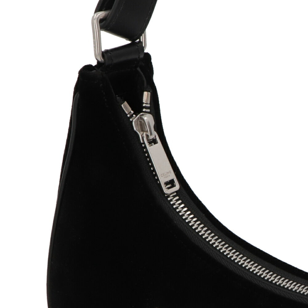 CELINE ショルダーバッグ AVA Triomphe Strass Velvet Shoulder Bag ブラック アヴァ 三日月バッグ ベルベット トリオンフ ハンドバッグ 19395 2FJM