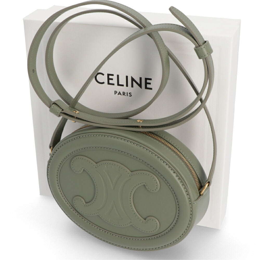 CELINE ショルダーバッグ モスグリーン ミニバッグ トリオンフ エンボスロゴ 10I70 3DPQ