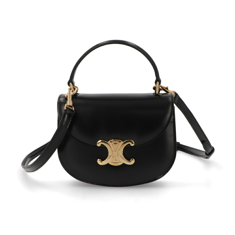 CELINE ショルダーバッグ Mini Besace Clea ブラック ローズ ペタル トリオンフ ミニショルダーバッグ ミニ ブザス クレア 10L06 3ETZ