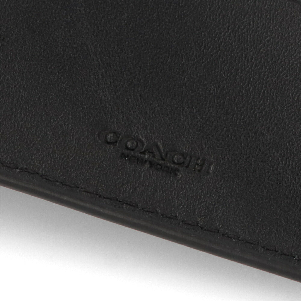 コーチ COACH 二つ折り財布   ブラック コーティング シグネチャー 小銭入れなし 923