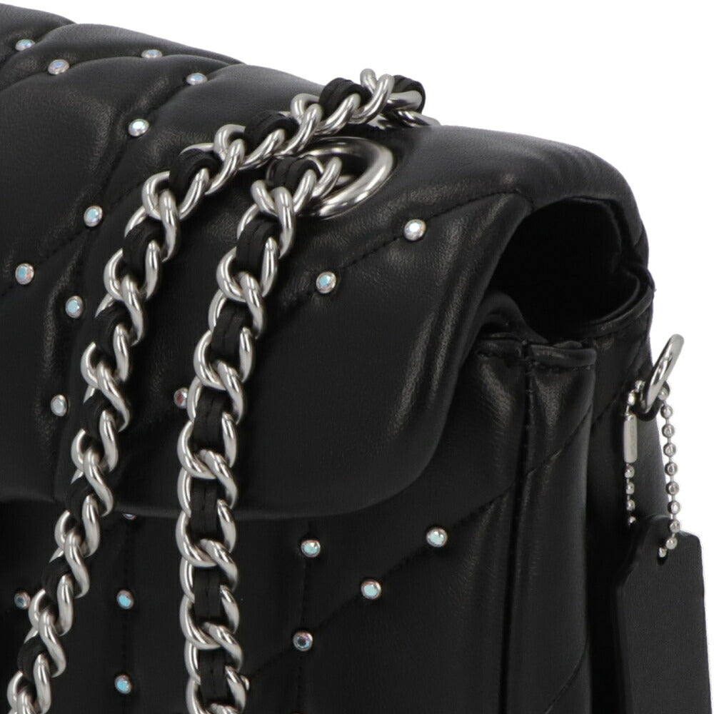 COACH タビーショルダーバッグ26 ブラック チェーンバッグ シルバーストーン CY812