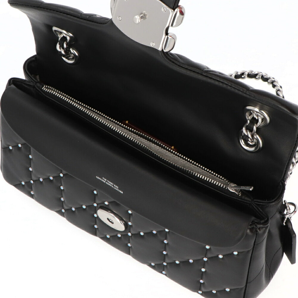 COACH タビーショルダーバッグ26 ブラック チェーンバッグ シルバーストーン CY812