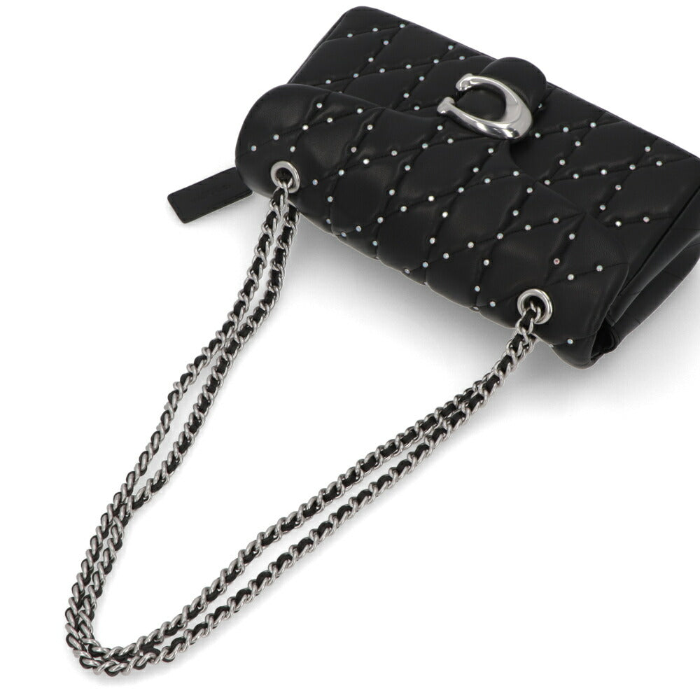 COACH タビーショルダーバッグ26 ブラック チェーンバッグ シルバーストーン CY812