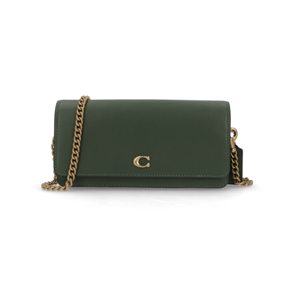 COACH ショルダーバッグ エッセンシャルロングウォレット グリーン ブラック ダークグリーン ゴールドチェーン CW586