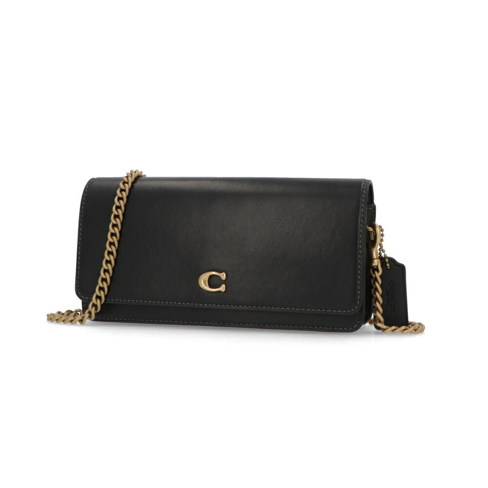 COACH ショルダーバッグ エッセンシャルロングウォレット グリーン ブラック ダークグリーン ゴールドチェーン CW586